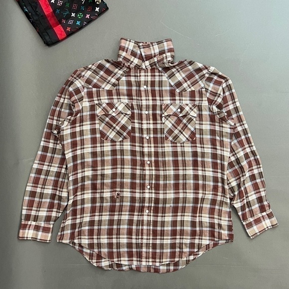 Vintage 70s White Tag Levi’s Plaid Western Button Up Shirt - Picture 3 of 14